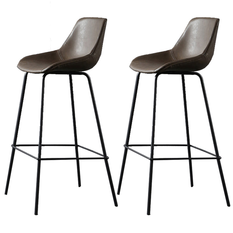 Metal Legs Bucket Bar Stool Industrial Faux Leather Armless Counter Stool Coffee 2 Piece Set Clearhalo 'Bar Furniture' 'Bar Stools' 'bar_stools' 'furn' 'furn_bar_stools' 'Furniture' 'Kitchen & Dining Furniture' 5832031