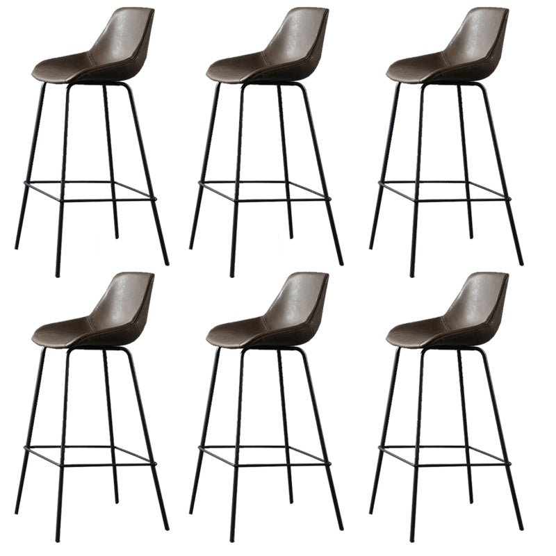 Metal Legs Bucket Bar Stool Industrial Faux Leather Armless Counter Stool Coffee 6 Piece Set Clearhalo 'Bar Furniture' 'Bar Stools' 'bar_stools' 'furn' 'furn_bar_stools' 'Furniture' 'Kitchen & Dining Furniture' 5832034