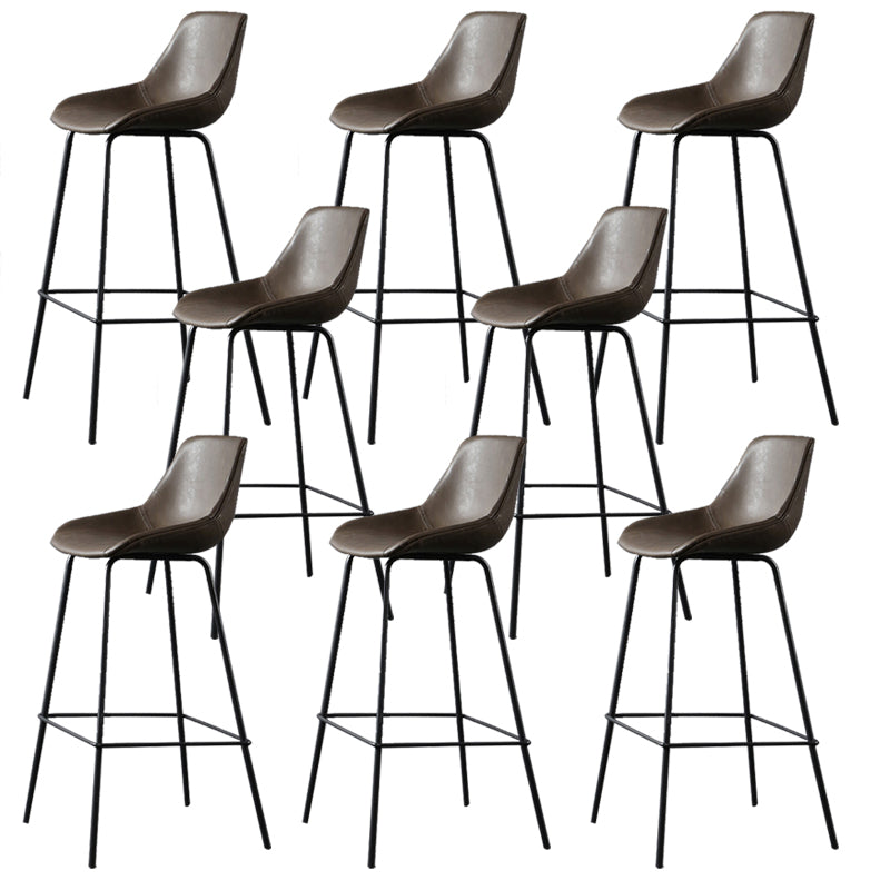 Metal Legs Bucket Bar Stool Industrial Faux Leather Armless Counter Stool Coffee 8 Piece Set Clearhalo 'Bar Furniture' 'Bar Stools' 'bar_stools' 'furn' 'furn_bar_stools' 'Furniture' 'Kitchen & Dining Furniture' 5832035