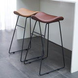 Armless Faux Leather Bar Stool Modern Counter Stool with Metal Counter Stool