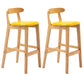Modern Milk Tea Shop Low Back Stool Matte Finish Upholstered Bar Stools Yellow 2 Piece Set Clearhalo 'Bar Furniture' 'Bar Stools' 'bar_stools' 'furn' 'furn_bar_stools' 'Furniture' 'Kitchen & Dining Furniture' 5832358