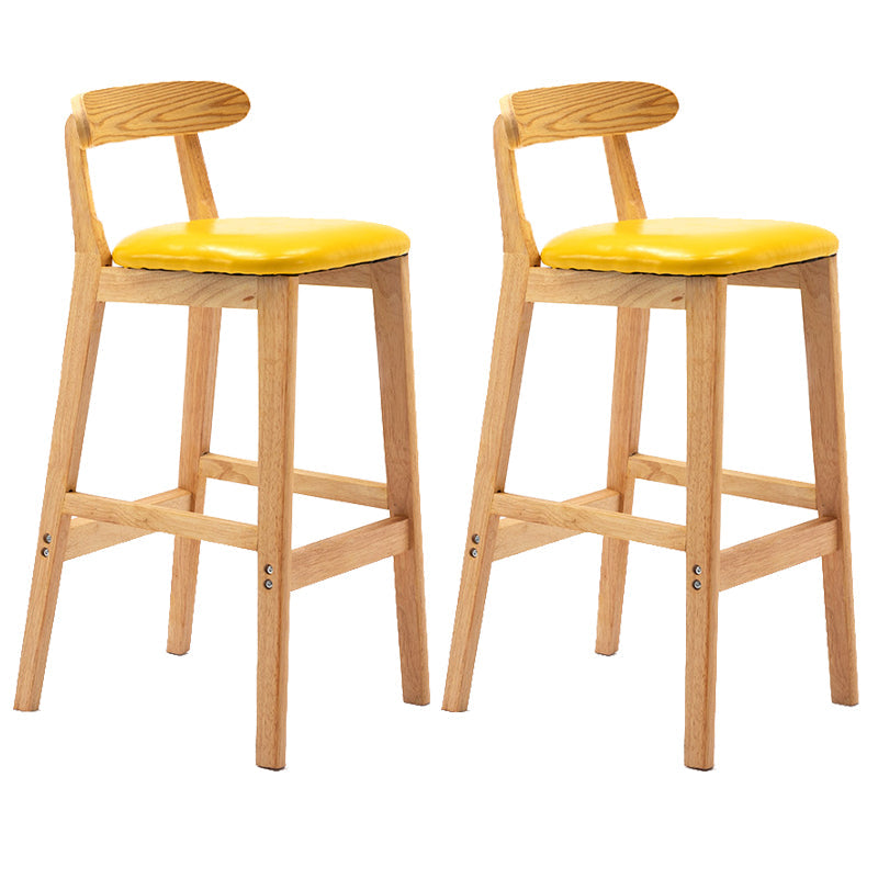 Modern Milk Tea Shop Low Back Stool Matte Finish Upholstered Bar Stools Yellow 2 Piece Set Clearhalo 'Bar Furniture' 'Bar Stools' 'bar_stools' 'furn' 'furn_bar_stools' 'Furniture' 'Kitchen & Dining Furniture' 5832358