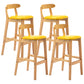 Modern Milk Tea Shop Low Back Stool Matte Finish Upholstered Bar Stools Yellow 4 Piece Set Clearhalo 'Bar Furniture' 'Bar Stools' 'bar_stools' 'furn' 'furn_bar_stools' 'Furniture' 'Kitchen & Dining Furniture' 5832359