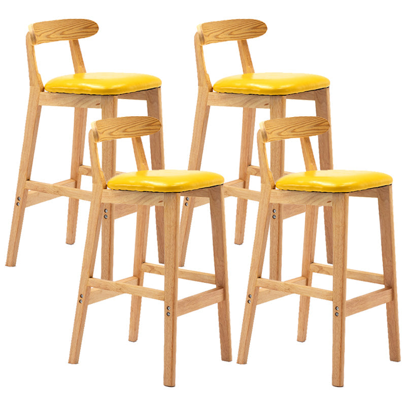 Modern Milk Tea Shop Low Back Stool Matte Finish Upholstered Bar Stools Yellow 4 Piece Set Clearhalo 'Bar Furniture' 'Bar Stools' 'bar_stools' 'furn' 'furn_bar_stools' 'Furniture' 'Kitchen & Dining Furniture' 5832359
