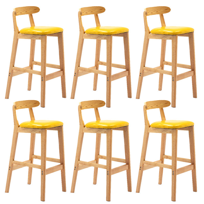 Modern Milk Tea Shop Low Back Stool Matte Finish Upholstered Bar Stools Yellow 6 Piece Set Clearhalo 'Bar Furniture' 'Bar Stools' 'bar_stools' 'furn' 'furn_bar_stools' 'Furniture' 'Kitchen & Dining Furniture' 5832360