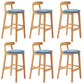 Modern Milk Tea Shop Low Back Stool Matte Finish Upholstered Bar Stools Sky Blue 6 Piece Set Clearhalo 'Bar Furniture' 'Bar Stools' 'bar_stools' 'furn' 'furn_bar_stools' 'Furniture' 'Kitchen & Dining Furniture' 5832368