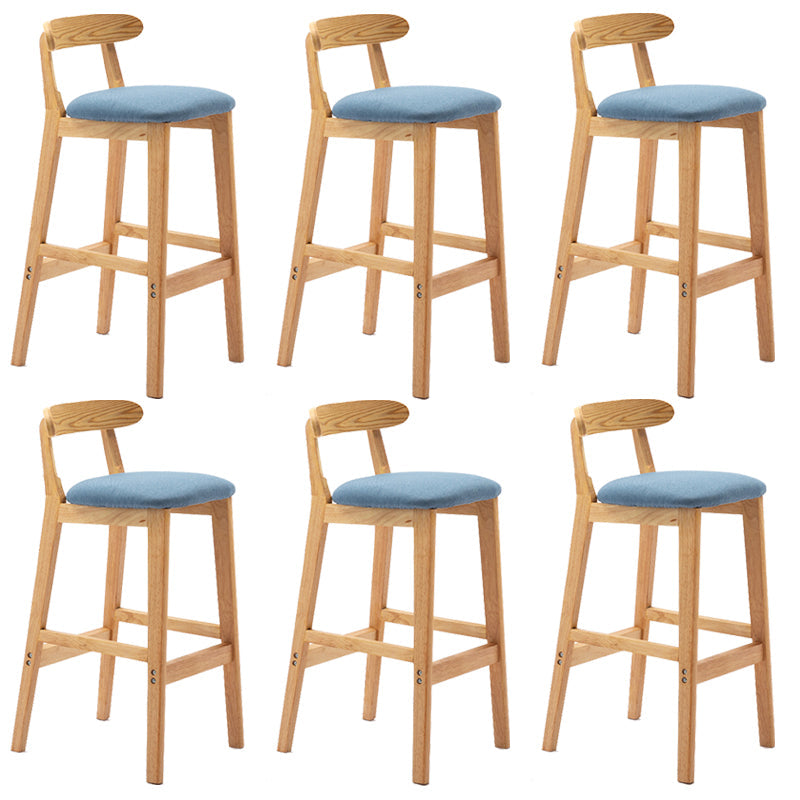 Modern Milk Tea Shop Low Back Stool Matte Finish Upholstered Bar Stools Sky Blue 6 Piece Set Clearhalo 'Bar Furniture' 'Bar Stools' 'bar_stools' 'furn' 'furn_bar_stools' 'Furniture' 'Kitchen & Dining Furniture' 5832368