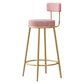 Scandinavian Round Seat Counter Stool Low Back Fabric Bar Stools Pink 1 Piece Clearhalo 'Bar Furniture' 'Bar Stools' 'bar_stools' 'furn' 'furn_bar_stools' 'Furniture' 'Kitchen & Dining Furniture' 5832396