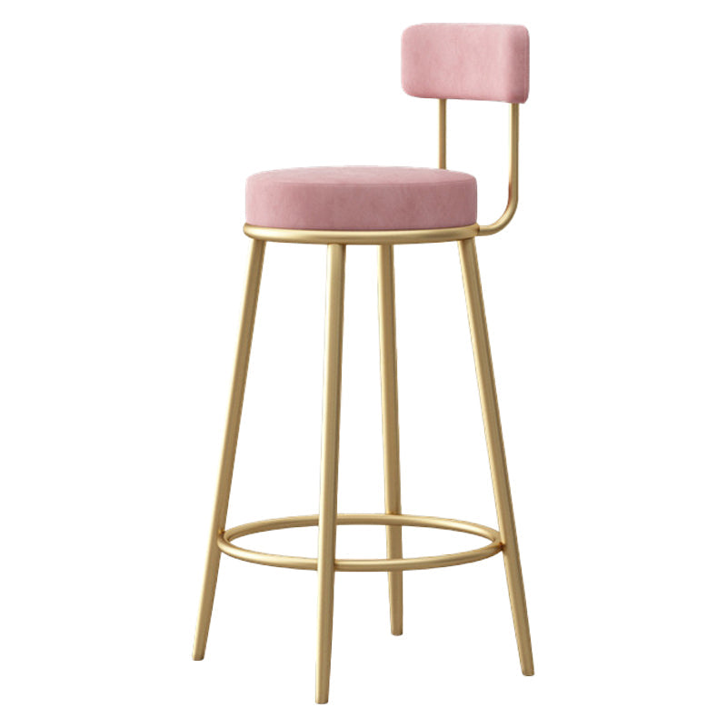 Scandinavian Round Seat Counter Stool Low Back Fabric Bar Stools Pink 1 Piece Clearhalo 'Bar Furniture' 'Bar Stools' 'bar_stools' 'furn' 'furn_bar_stools' 'Furniture' 'Kitchen & Dining Furniture' 5832396