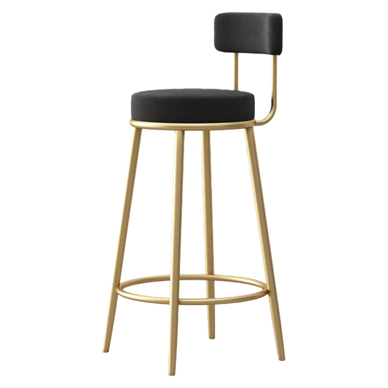 Scandinavian Round Seat Counter Stool Low Back Fabric Bar Stools Black 1 Piece Clearhalo 'Bar Furniture' 'Bar Stools' 'bar_stools' 'furn' 'furn_bar_stools' 'Furniture' 'Kitchen & Dining Furniture' 5832397