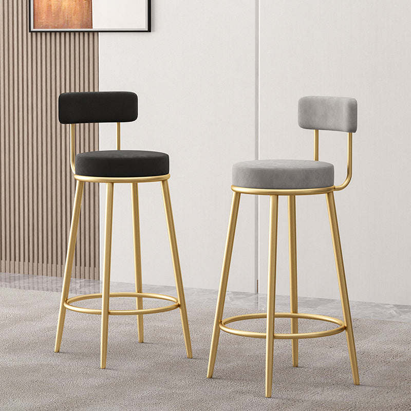 Scandinavian Round Seat Counter Stool Low Back Fabric Bar Stools Clearhalo 'Bar Furniture' 'Bar Stools' 'bar_stools' 'furn' 'furn_bar_stools' 'Furniture' 'Kitchen & Dining Furniture' 5832398