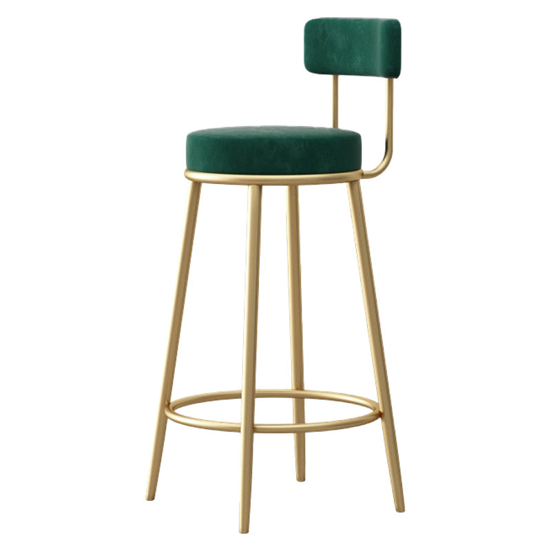 Scandinavian Round Seat Counter Stool Low Back Fabric Bar Stools Green 1 Piece Clearhalo 'Bar Furniture' 'Bar Stools' 'bar_stools' 'furn' 'furn_bar_stools' 'Furniture' 'Kitchen & Dining Furniture' 5832400