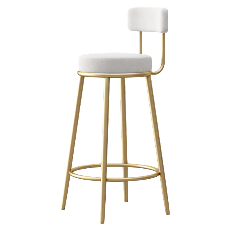 Scandinavian Round Seat Counter Stool Low Back Fabric Bar Stools White 1 Piece Clearhalo 'Bar Furniture' 'Bar Stools' 'bar_stools' 'furn' 'furn_bar_stools' 'Furniture' 'Kitchen & Dining Furniture' 5832401