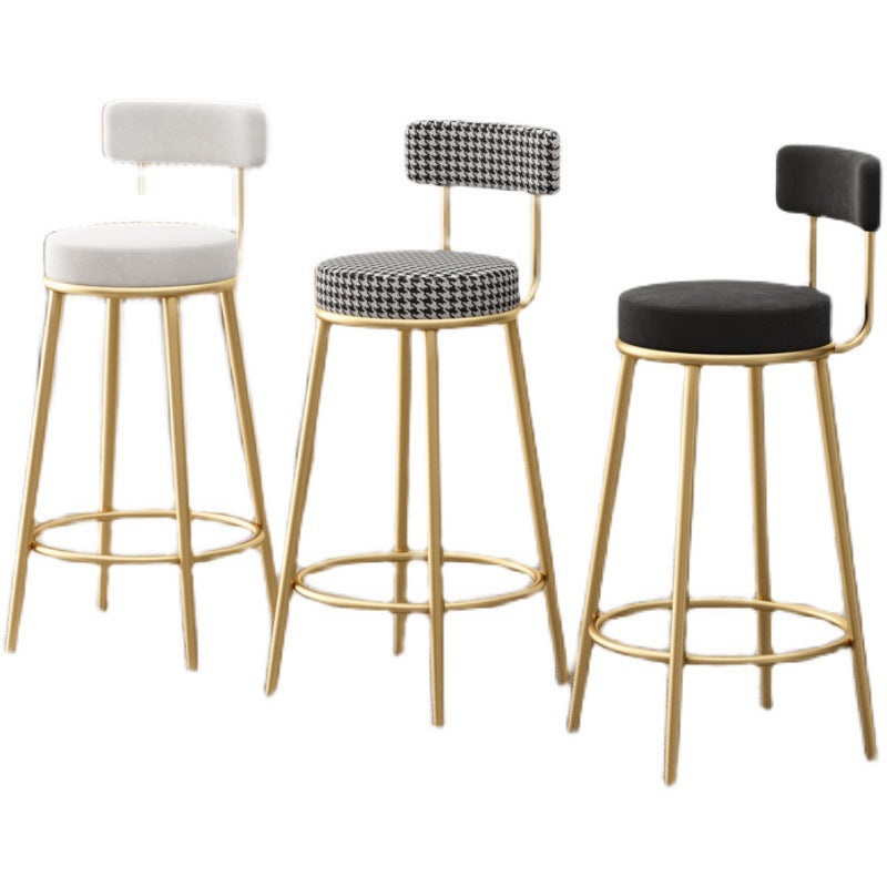 Scandinavian Round Seat Counter Stool Low Back Fabric Bar Stools Clearhalo 'Bar Furniture' 'Bar Stools' 'bar_stools' 'furn' 'furn_bar_stools' 'Furniture' 'Kitchen & Dining Furniture' 5832404