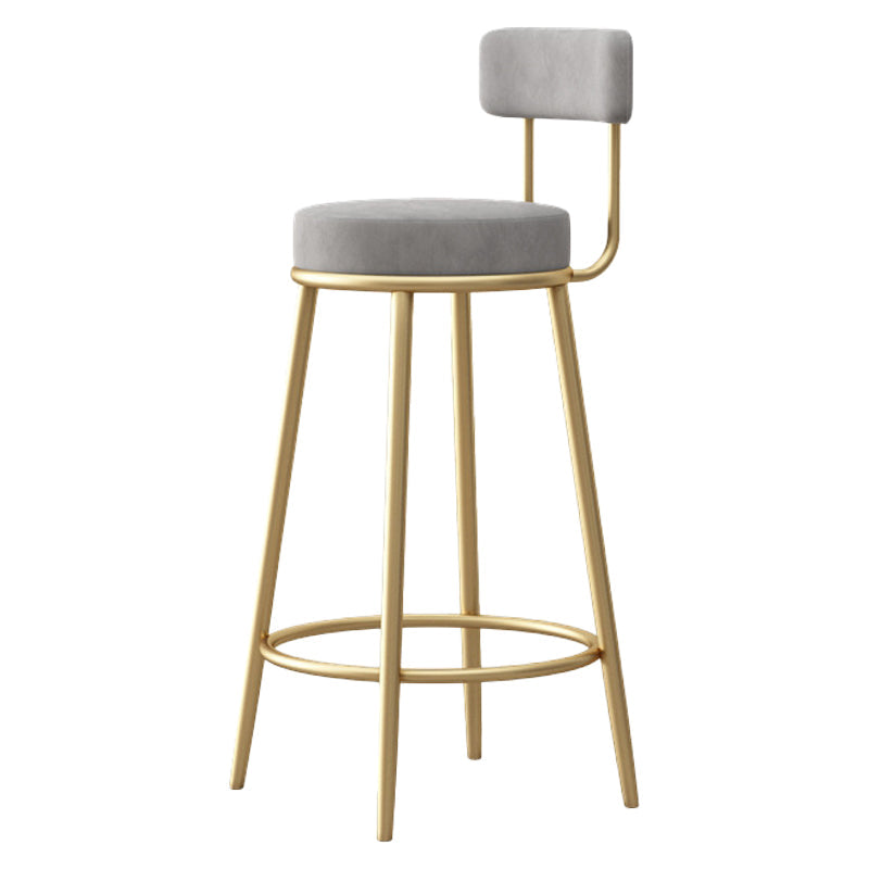Scandinavian Round Seat Counter Stool Low Back Fabric Bar Stools Grey 1 Piece Clearhalo 'Bar Furniture' 'Bar Stools' 'bar_stools' 'furn' 'furn_bar_stools' 'Furniture' 'Kitchen & Dining Furniture' 5832405