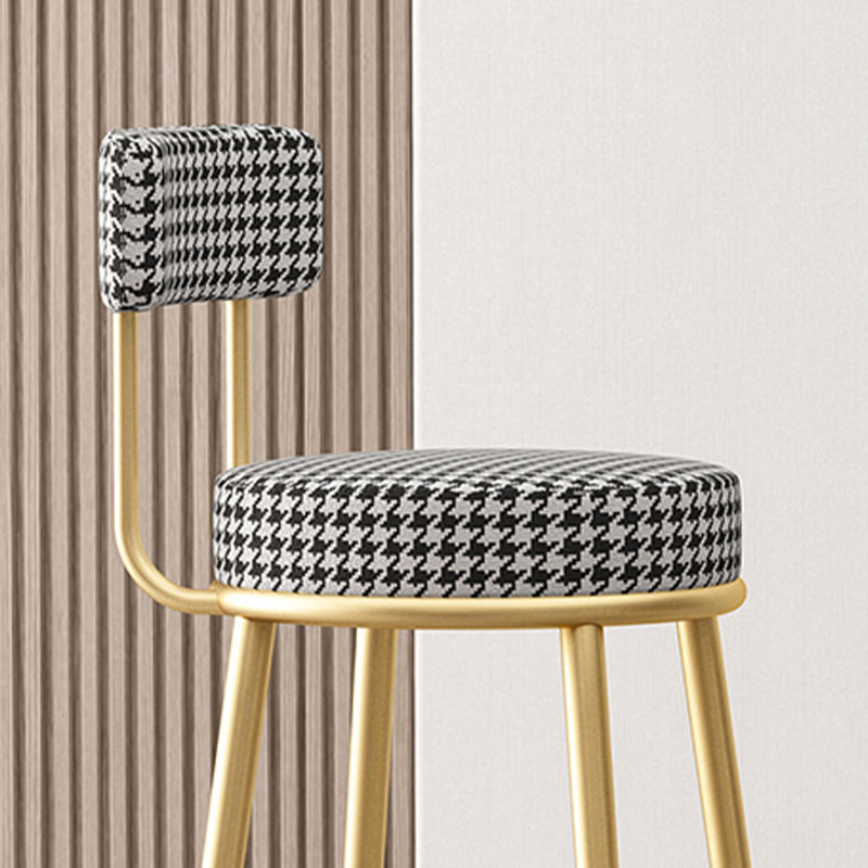 Scandinavian Round Seat Counter Stool Low Back Fabric Bar Stools Clearhalo 'Bar Furniture' 'Bar Stools' 'bar_stools' 'furn' 'furn_bar_stools' 'Furniture' 'Kitchen & Dining Furniture' 5832406