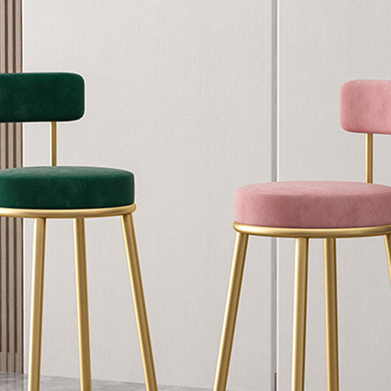 Scandinavian Round Seat Counter Stool Low Back Fabric Bar Stools Clearhalo 'Bar Furniture' 'Bar Stools' 'bar_stools' 'furn' 'furn_bar_stools' 'Furniture' 'Kitchen & Dining Furniture' 5832407