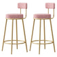 Scandinavian Round Seat Counter Stool Low Back Fabric Bar Stools Pink 2 Piece Set Clearhalo 'Bar Furniture' 'Bar Stools' 'bar_stools' 'furn' 'furn_bar_stools' 'Furniture' 'Kitchen & Dining Furniture' 5832408