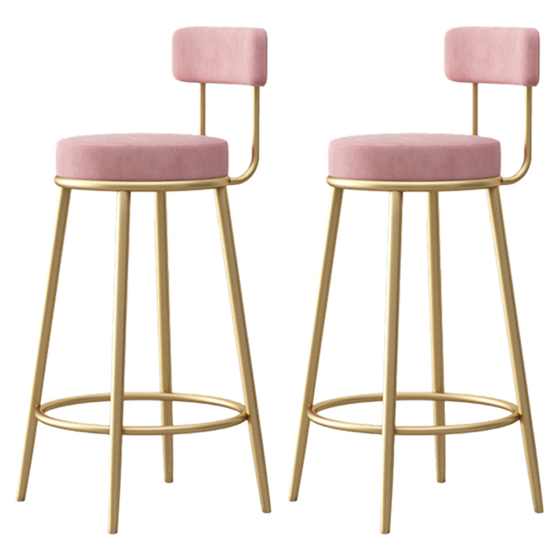 Scandinavian Round Seat Counter Stool Low Back Fabric Bar Stools Pink 2 Piece Set Clearhalo 'Bar Furniture' 'Bar Stools' 'bar_stools' 'furn' 'furn_bar_stools' 'Furniture' 'Kitchen & Dining Furniture' 5832408