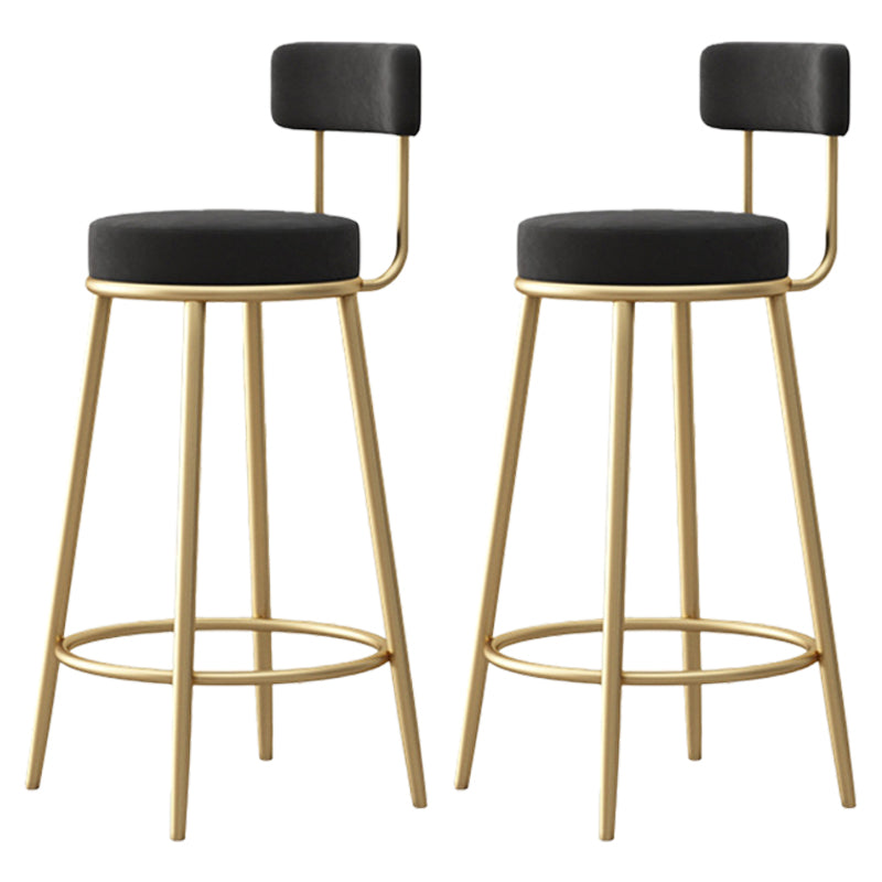 Scandinavian Round Seat Counter Stool Low Back Fabric Bar Stools Black 2 Piece Set Clearhalo 'Bar Furniture' 'Bar Stools' 'bar_stools' 'furn' 'furn_bar_stools' 'Furniture' 'Kitchen & Dining Furniture' 5832409