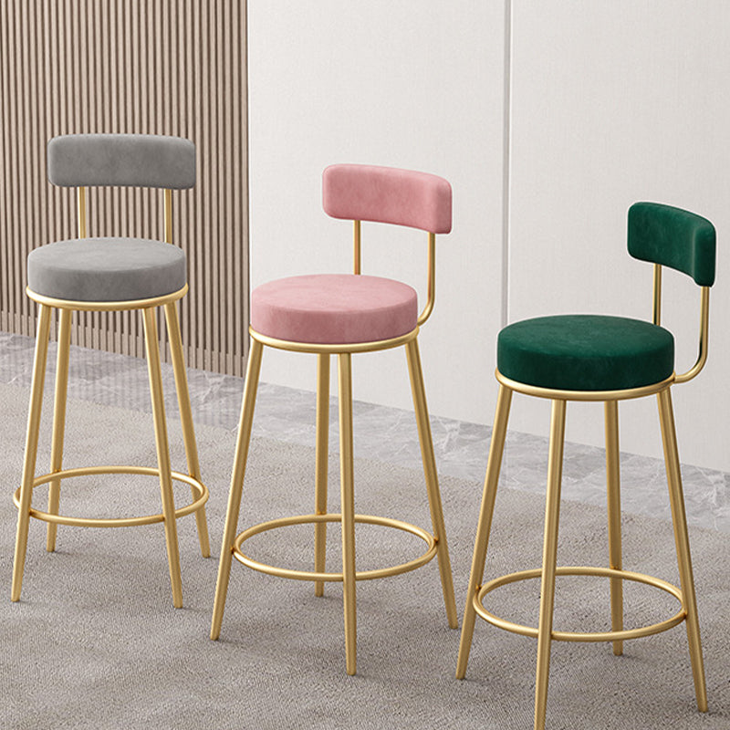 Scandinavian Round Seat Counter Stool Low Back Fabric Bar Stools Clearhalo 'Bar Furniture' 'Bar Stools' 'bar_stools' 'furn' 'furn_bar_stools' 'Furniture' 'Kitchen & Dining Furniture' 5832410