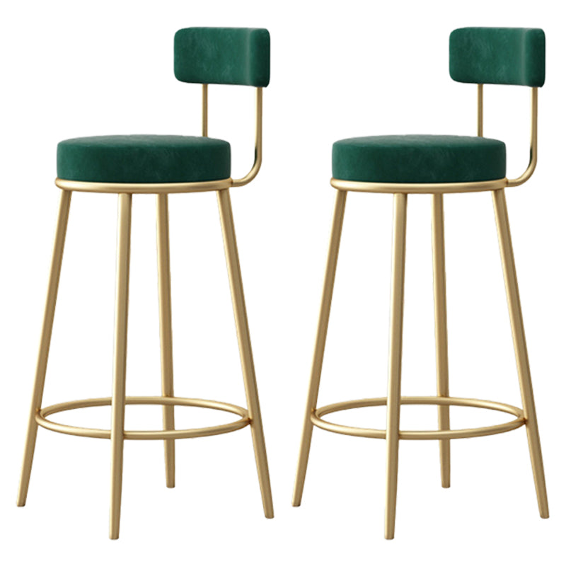 Scandinavian Round Seat Counter Stool Low Back Fabric Bar Stools Green 2 Piece Set Clearhalo 'Bar Furniture' 'Bar Stools' 'bar_stools' 'furn' 'furn_bar_stools' 'Furniture' 'Kitchen & Dining Furniture' 5832412