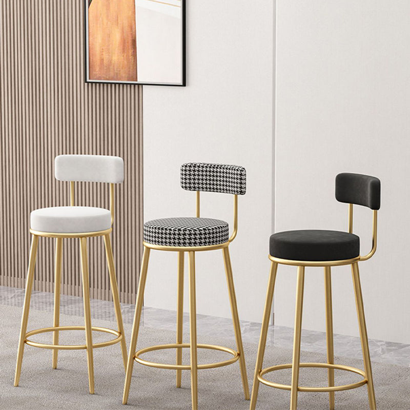Scandinavian Round Seat Counter Stool Low Back Fabric Bar Stools Clearhalo 'Bar Furniture' 'Bar Stools' 'bar_stools' 'furn' 'furn_bar_stools' 'Furniture' 'Kitchen & Dining Furniture' 5832413