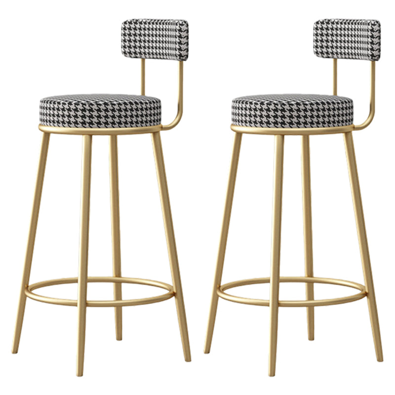 Scandinavian Round Seat Counter Stool Low Back Fabric Bar Stools Black Houndstooth 2 Piece Set Clearhalo 'Bar Furniture' 'Bar Stools' 'bar_stools' 'furn' 'furn_bar_stools' 'Furniture' 'Kitchen & Dining Furniture' 5832415