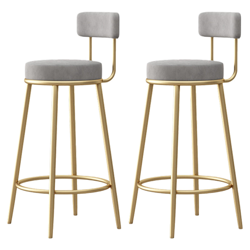 Scandinavian Round Seat Counter Stool Low Back Fabric Bar Stools Grey 2 Piece Set Clearhalo 'Bar Furniture' 'Bar Stools' 'bar_stools' 'furn' 'furn_bar_stools' 'Furniture' 'Kitchen & Dining Furniture' 5832416