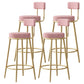Scandinavian Round Seat Counter Stool Low Back Fabric Bar Stools Pink 4 Piece Set Clearhalo 'Bar Furniture' 'Bar Stools' 'bar_stools' 'furn' 'furn_bar_stools' 'Furniture' 'Kitchen & Dining Furniture' 5832417