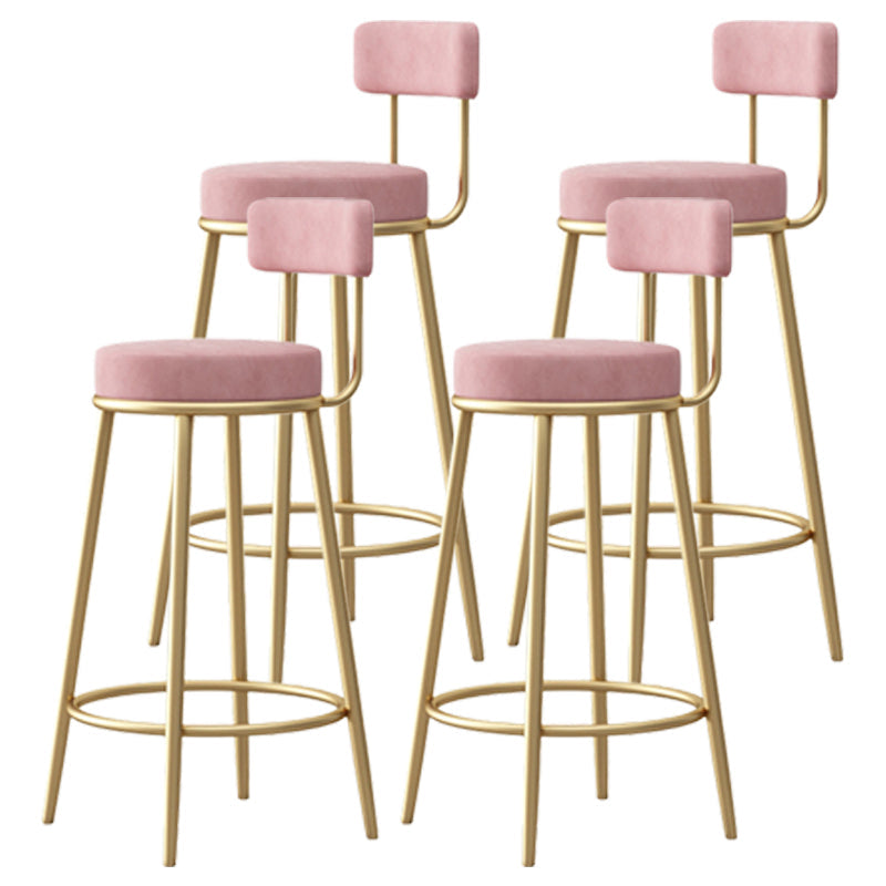 Scandinavian Round Seat Counter Stool Low Back Fabric Bar Stools Pink 4 Piece Set Clearhalo 'Bar Furniture' 'Bar Stools' 'bar_stools' 'furn' 'furn_bar_stools' 'Furniture' 'Kitchen & Dining Furniture' 5832417
