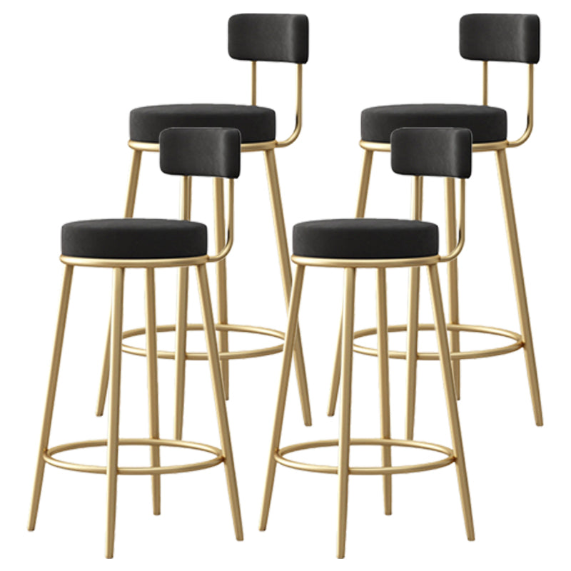 Scandinavian Round Seat Counter Stool Low Back Fabric Bar Stools Black 4 Piece Set Clearhalo 'Bar Furniture' 'Bar Stools' 'bar_stools' 'furn' 'furn_bar_stools' 'Furniture' 'Kitchen & Dining Furniture' 5832418