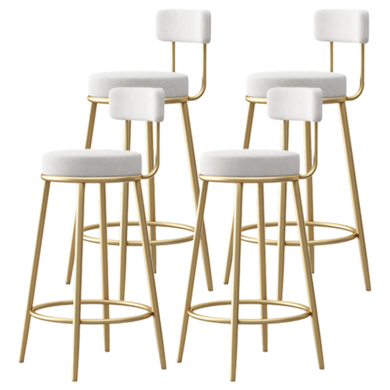 Scandinavian Round Seat Counter Stool Low Back Fabric Bar Stools White 4 Piece Set Clearhalo 'Bar Furniture' 'Bar Stools' 'bar_stools' 'furn' 'furn_bar_stools' 'Furniture' 'Kitchen & Dining Furniture' 5832420