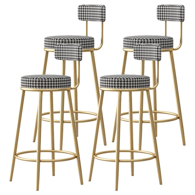 Scandinavian Round Seat Counter Stool Low Back Fabric Bar Stools Black Houndstooth 4 Piece Set Clearhalo 'Bar Furniture' 'Bar Stools' 'bar_stools' 'furn' 'furn_bar_stools' 'Furniture' 'Kitchen & Dining Furniture' 5832421