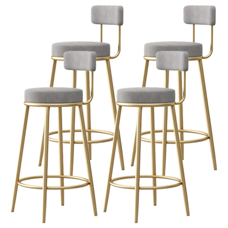 Scandinavian Round Seat Counter Stool Low Back Fabric Bar Stools Grey 4 Piece Set Clearhalo 'Bar Furniture' 'Bar Stools' 'bar_stools' 'furn' 'furn_bar_stools' 'Furniture' 'Kitchen & Dining Furniture' 5832422