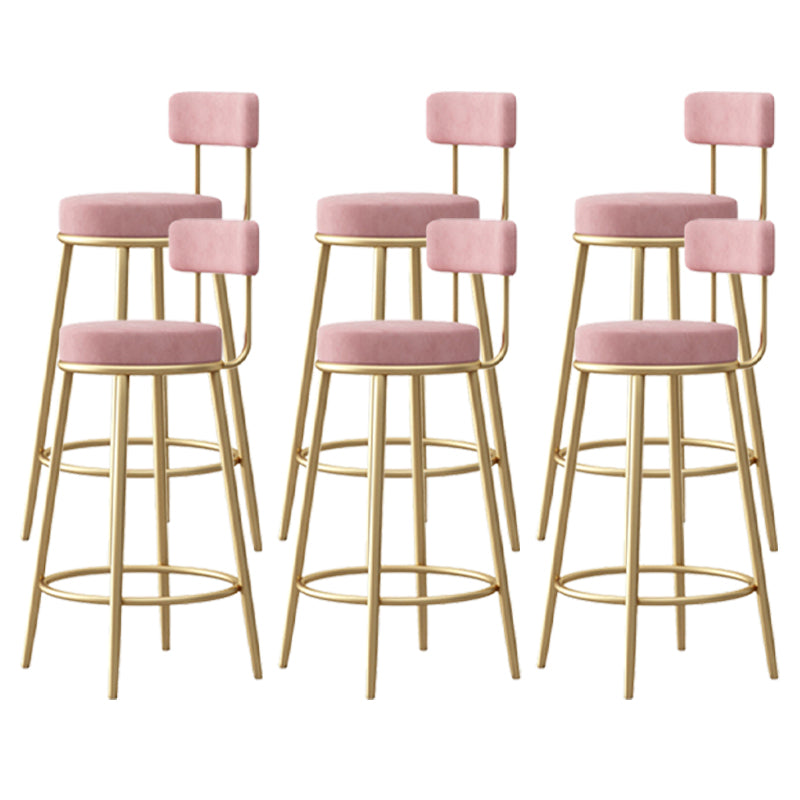 Scandinavian Round Seat Counter Stool Low Back Fabric Bar Stools Pink 6 Piece Set Clearhalo 'Bar Furniture' 'Bar Stools' 'bar_stools' 'furn' 'furn_bar_stools' 'Furniture' 'Kitchen & Dining Furniture' 5832423