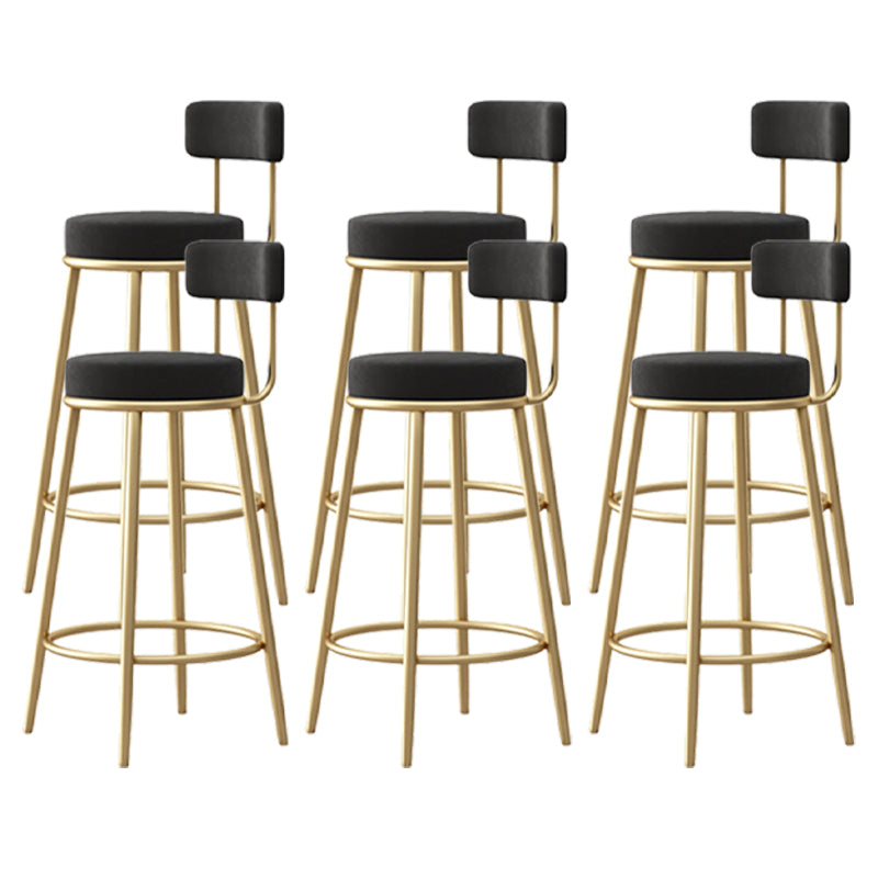 Scandinavian Round Seat Counter Stool Low Back Fabric Bar Stools Black 6 Piece Set Clearhalo 'Bar Furniture' 'Bar Stools' 'bar_stools' 'furn' 'furn_bar_stools' 'Furniture' 'Kitchen & Dining Furniture' 5832424