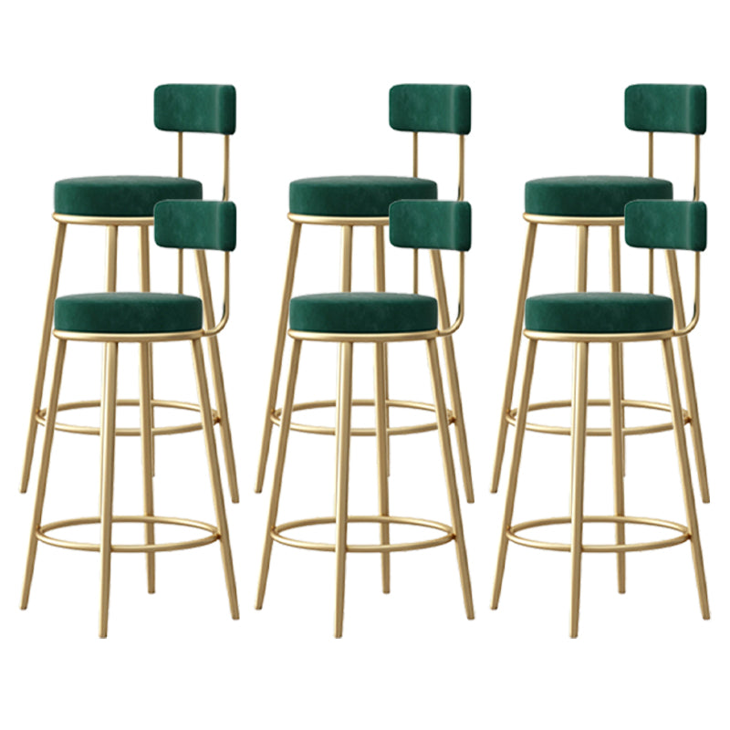 Scandinavian Round Seat Counter Stool Low Back Fabric Bar Stools Green 6 Piece Set Clearhalo 'Bar Furniture' 'Bar Stools' 'bar_stools' 'furn' 'furn_bar_stools' 'Furniture' 'Kitchen & Dining Furniture' 5832425