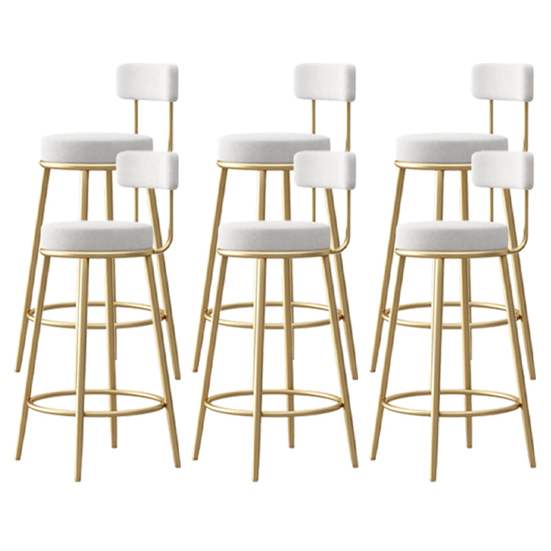 Scandinavian Round Seat Counter Stool Low Back Fabric Bar Stools White 6 Piece Set Clearhalo 'Bar Furniture' 'Bar Stools' 'bar_stools' 'furn' 'furn_bar_stools' 'Furniture' 'Kitchen & Dining Furniture' 5832426