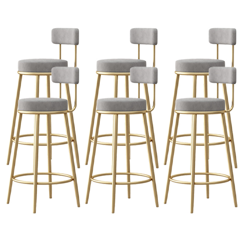 Scandinavian Round Seat Counter Stool Low Back Fabric Bar Stools Grey 6 Piece Set Clearhalo 'Bar Furniture' 'Bar Stools' 'bar_stools' 'furn' 'furn_bar_stools' 'Furniture' 'Kitchen & Dining Furniture' 5832428