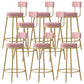 Scandinavian Round Seat Counter Stool Low Back Fabric Bar Stools Pink 8 Piece Set Clearhalo 'Bar Furniture' 'Bar Stools' 'bar_stools' 'furn' 'furn_bar_stools' 'Furniture' 'Kitchen & Dining Furniture' 5832429