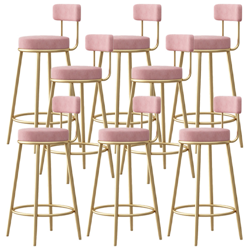 Scandinavian Round Seat Counter Stool Low Back Fabric Bar Stools Pink 8 Piece Set Clearhalo 'Bar Furniture' 'Bar Stools' 'bar_stools' 'furn' 'furn_bar_stools' 'Furniture' 'Kitchen & Dining Furniture' 5832429