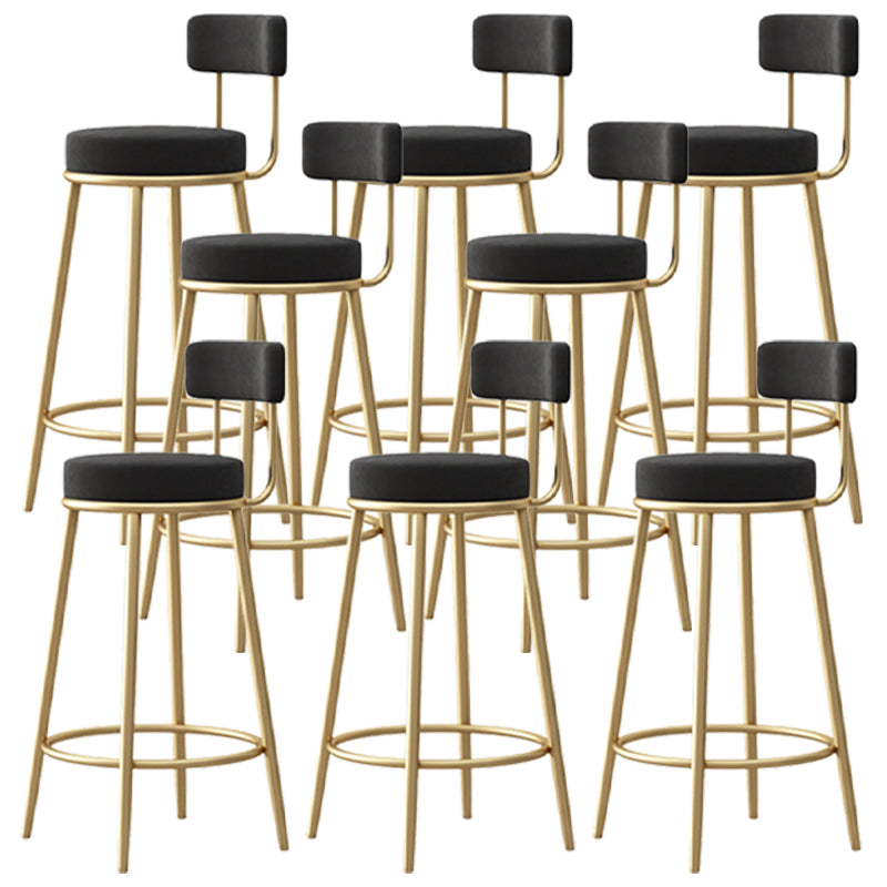 Scandinavian Round Seat Counter Stool Low Back Fabric Bar Stools Black 8 Piece Set Clearhalo 'Bar Furniture' 'Bar Stools' 'bar_stools' 'furn' 'furn_bar_stools' 'Furniture' 'Kitchen & Dining Furniture' 5832430