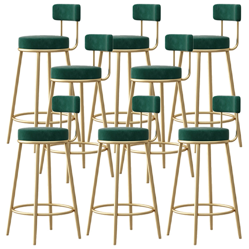 Scandinavian Round Seat Counter Stool Low Back Fabric Bar Stools Green 8 Piece Set Clearhalo 'Bar Furniture' 'Bar Stools' 'bar_stools' 'furn' 'furn_bar_stools' 'Furniture' 'Kitchen & Dining Furniture' 5832431