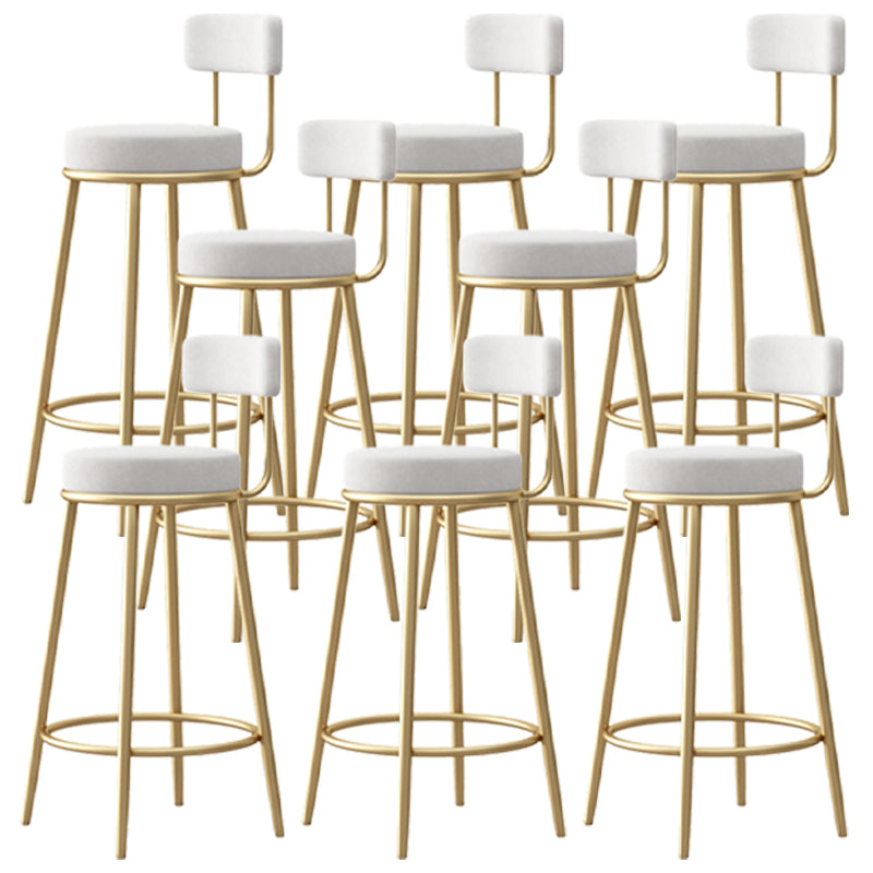 Scandinavian Round Seat Counter Stool Low Back Fabric Bar Stools White 8 Piece Set Clearhalo 'Bar Furniture' 'Bar Stools' 'bar_stools' 'furn' 'furn_bar_stools' 'Furniture' 'Kitchen & Dining Furniture' 5832432