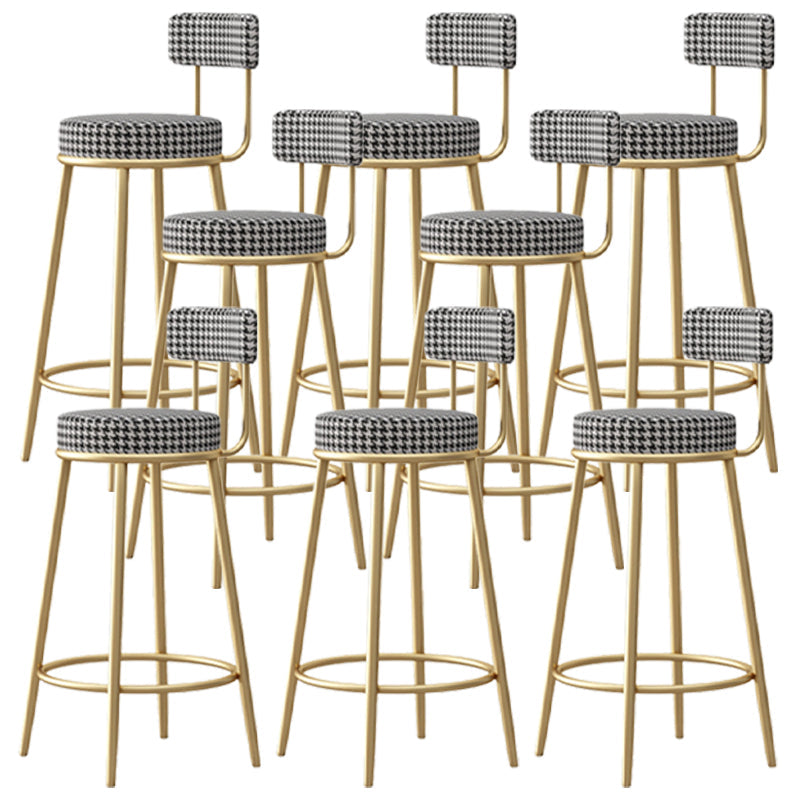 Scandinavian Round Seat Counter Stool Low Back Fabric Bar Stools Black Houndstooth 8 Piece Set Clearhalo 'Bar Furniture' 'Bar Stools' 'bar_stools' 'furn' 'furn_bar_stools' 'Furniture' 'Kitchen & Dining Furniture' 5832433