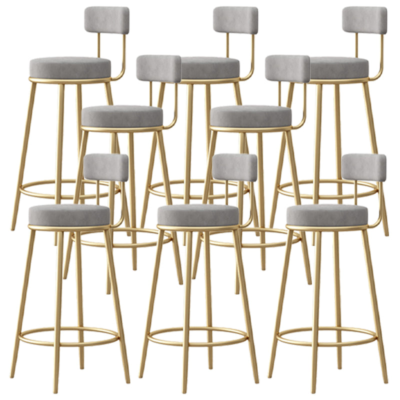 Scandinavian Round Seat Counter Stool Low Back Fabric Bar Stools Grey 8 Piece Set Clearhalo 'Bar Furniture' 'Bar Stools' 'bar_stools' 'furn' 'furn_bar_stools' 'Furniture' 'Kitchen & Dining Furniture' 5832434
