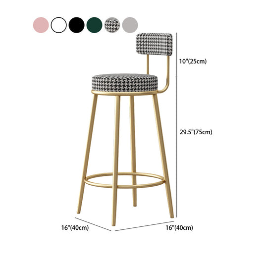 Scandinavian Round Seat Counter Stool Low Back Fabric Bar Stools Clearhalo 'Bar Furniture' 'Bar Stools' 'bar_stools' 'furn' 'furn_bar_stools' 'Furniture' 'Kitchen & Dining Furniture' 5832436