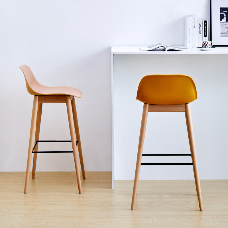Sgabelli da bar senza braccio scandinavo sgabello da bassa schiena con 4 gambe di faggio