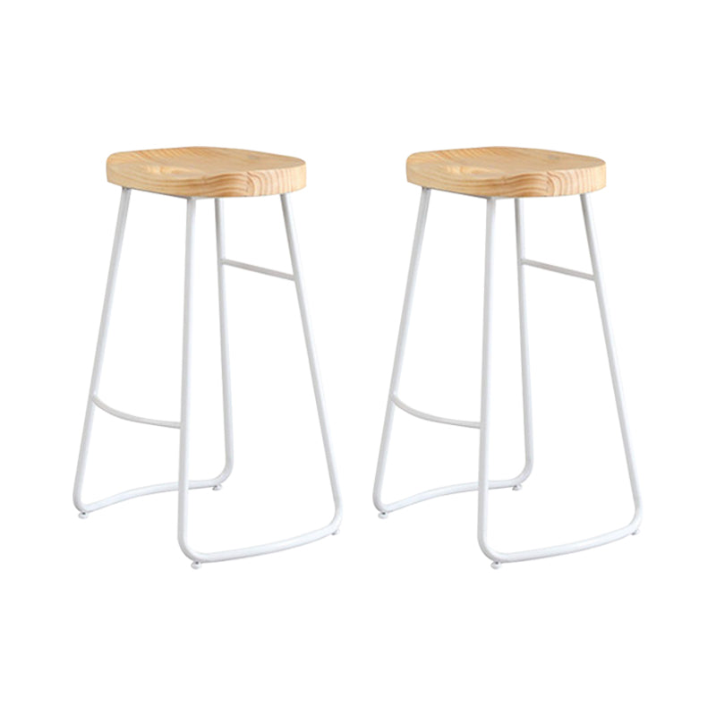 Contemporary Backless Counter Stool Pine Wood Armless Barstool with White Sled Base 2 Piece Set Clearhalo 'Bar Furniture' 'Bar Stools' 'bar_stools' 'furn' 'furn_bar_stools' 'Furniture' 'Kitchen & Dining Furniture' 5832543